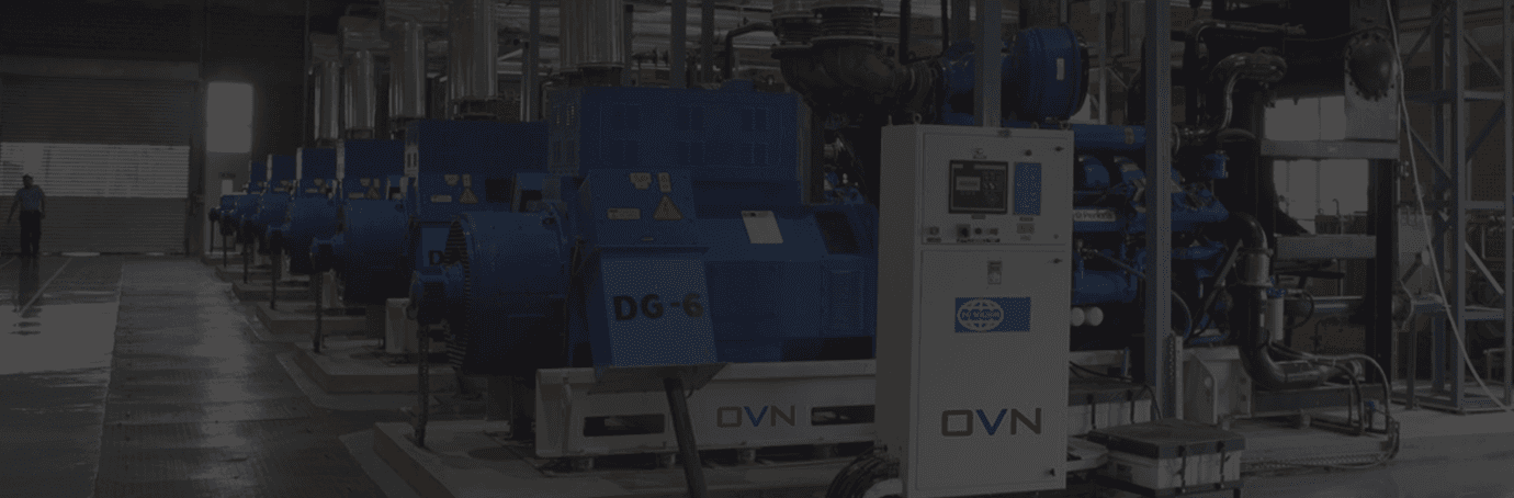 OVN-branded gensets in industrial DG hall